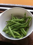 What's left of the green beans after steaming a whole pot and giving some to Oma!