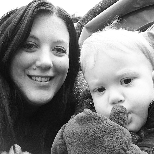Quick picture after enjoying a cinnamon sugar crepe at the Christmas market. #hesthecutest #mommyandme #love